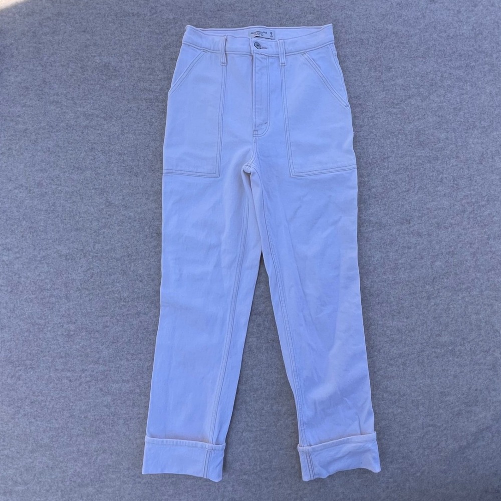 Abercrombie & Fitch 90s Straight Ultra High Rise Carpenter Pants 26 Oatmeal